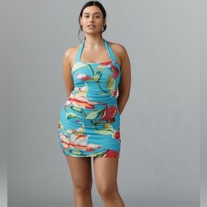 AFRM ruched floral halter dress